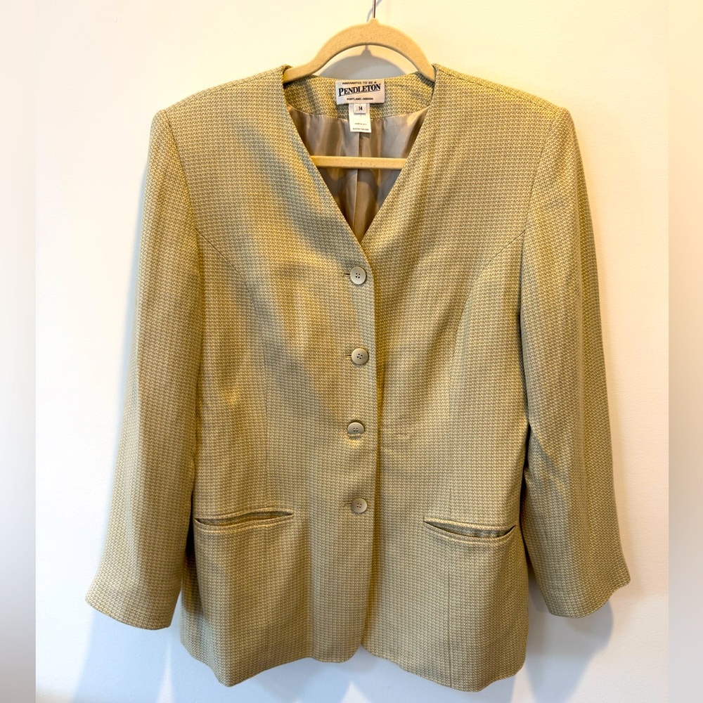 Pendleton Women’s Tailored Gray/Beige Blazer Size 14